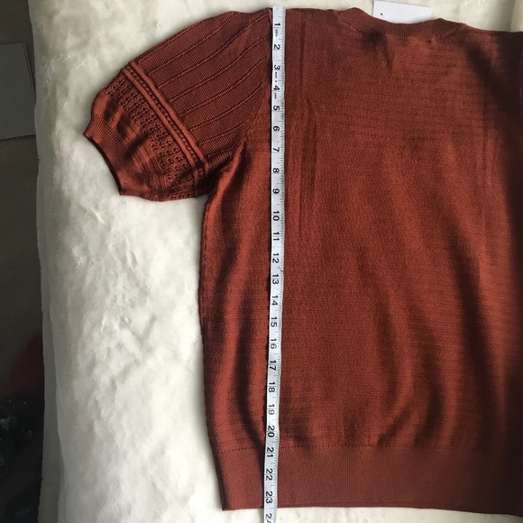 Loft Brown Knitted Bohemian Short Sleeve Top size M - Picture 8 of 8